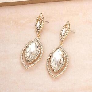 ETTIKA Timeless Crystal Dangle Earrings in 18K Gold Plating